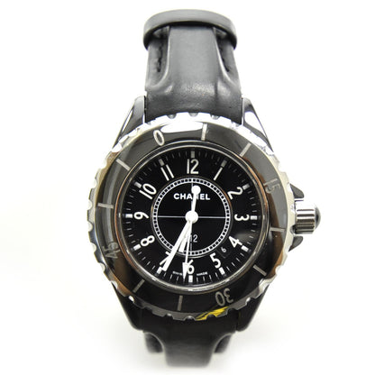 Chanel Stainless Steel Ceramic Calfskin 33mm J12 Quartz Watch Black 1 of 8