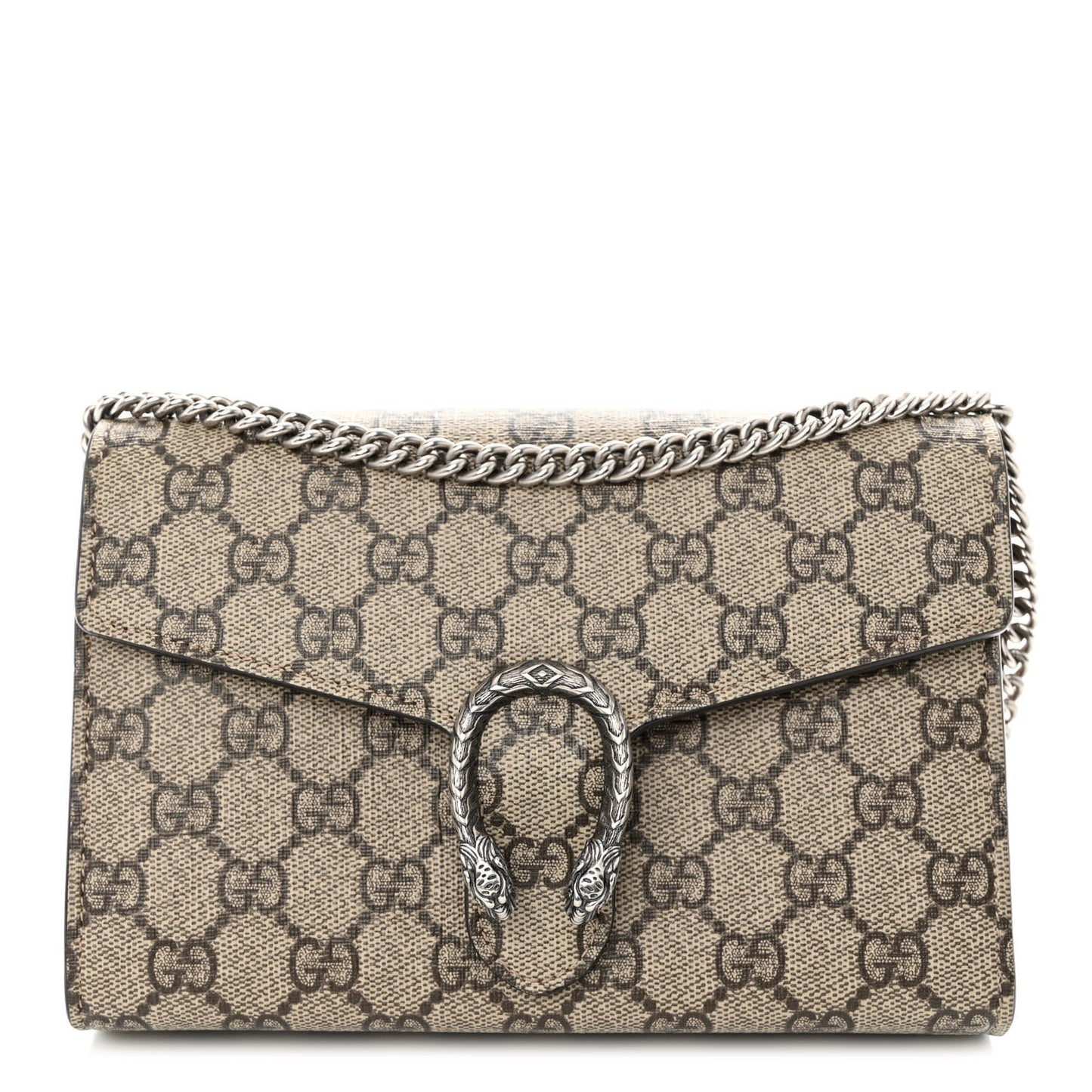 GG Supreme Monogram Mini Dionysus Chain Wallet Beige Taupe
