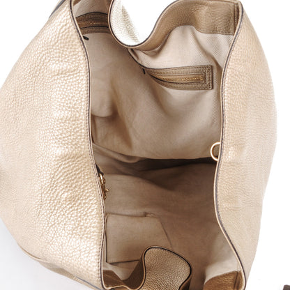 Gucci Metallic Pebbled Calfskin Large Soho Shoulder Bag Golden Beige 5 of 7