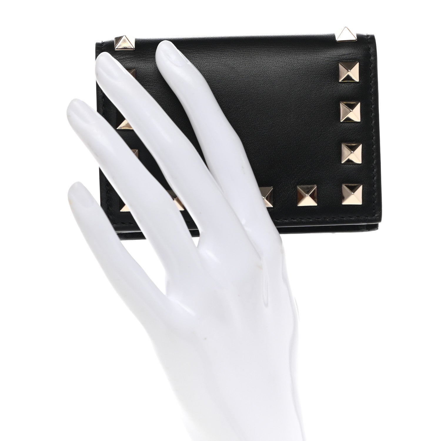 Valentino Garavani Calfskin Rockstud Bi-Fold Card Holder Black 2 of 8
