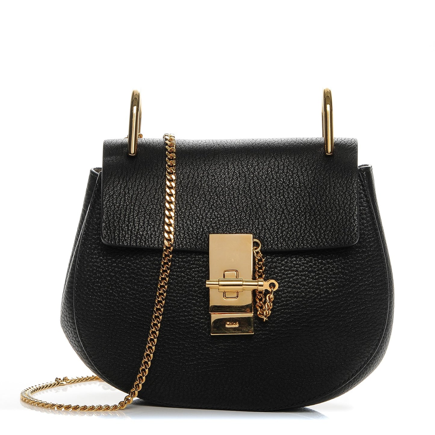 Grained Lambskin Mini Drew Shoulder Bag Black