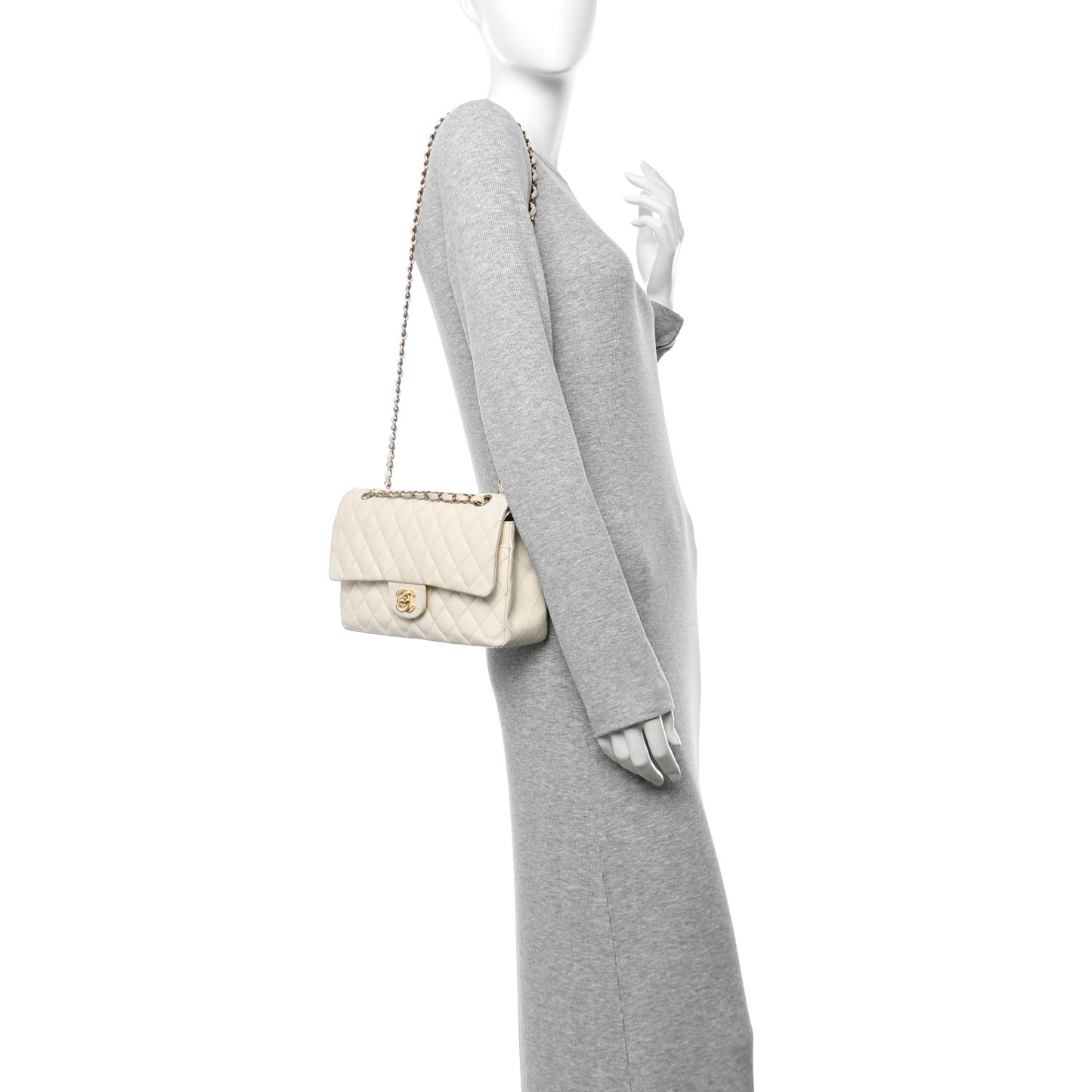 Lambskin Quilted Medium Double Flap White White