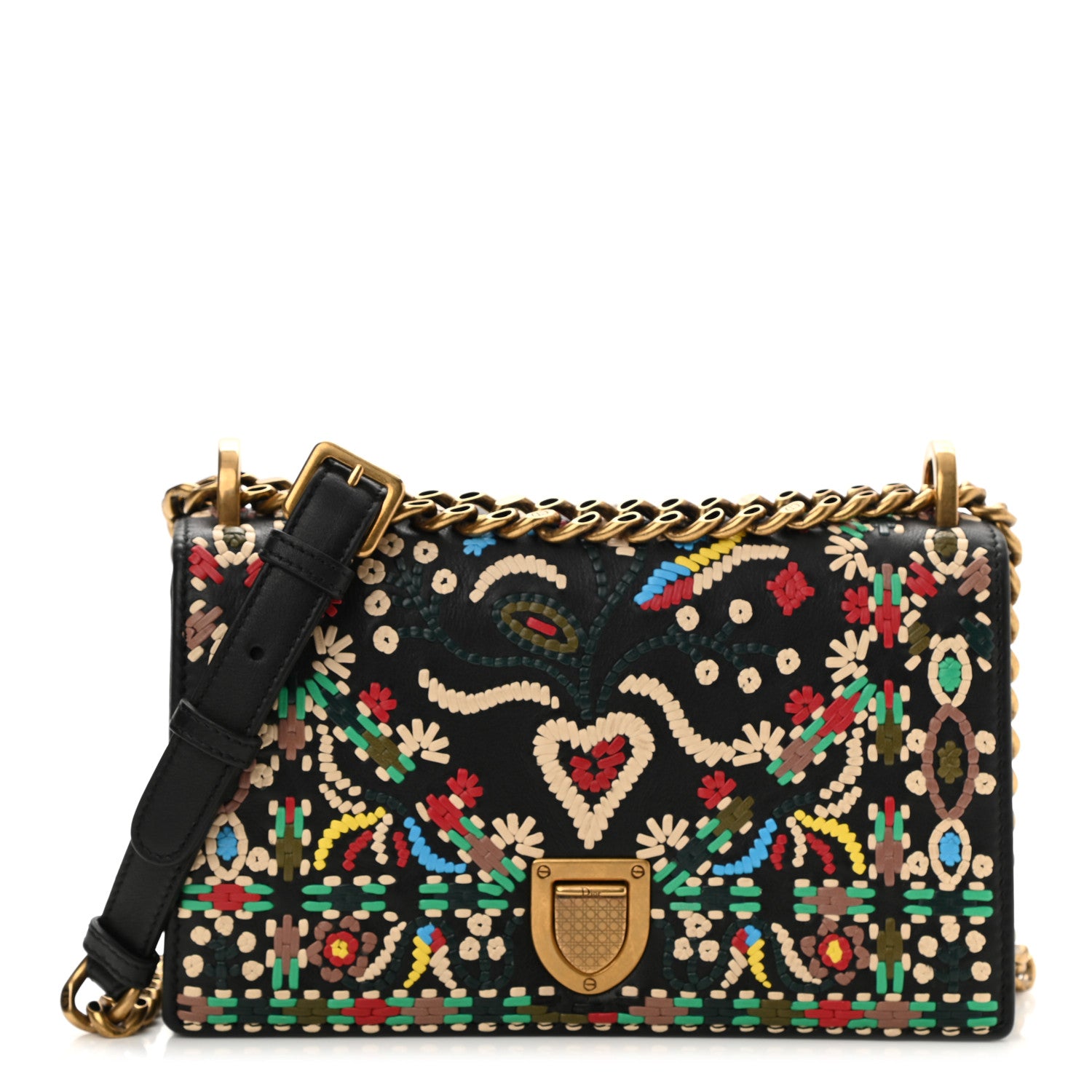 Christian Dior Calfskin Embroidered Diorama Flap Bag Multicolor 1 of 7