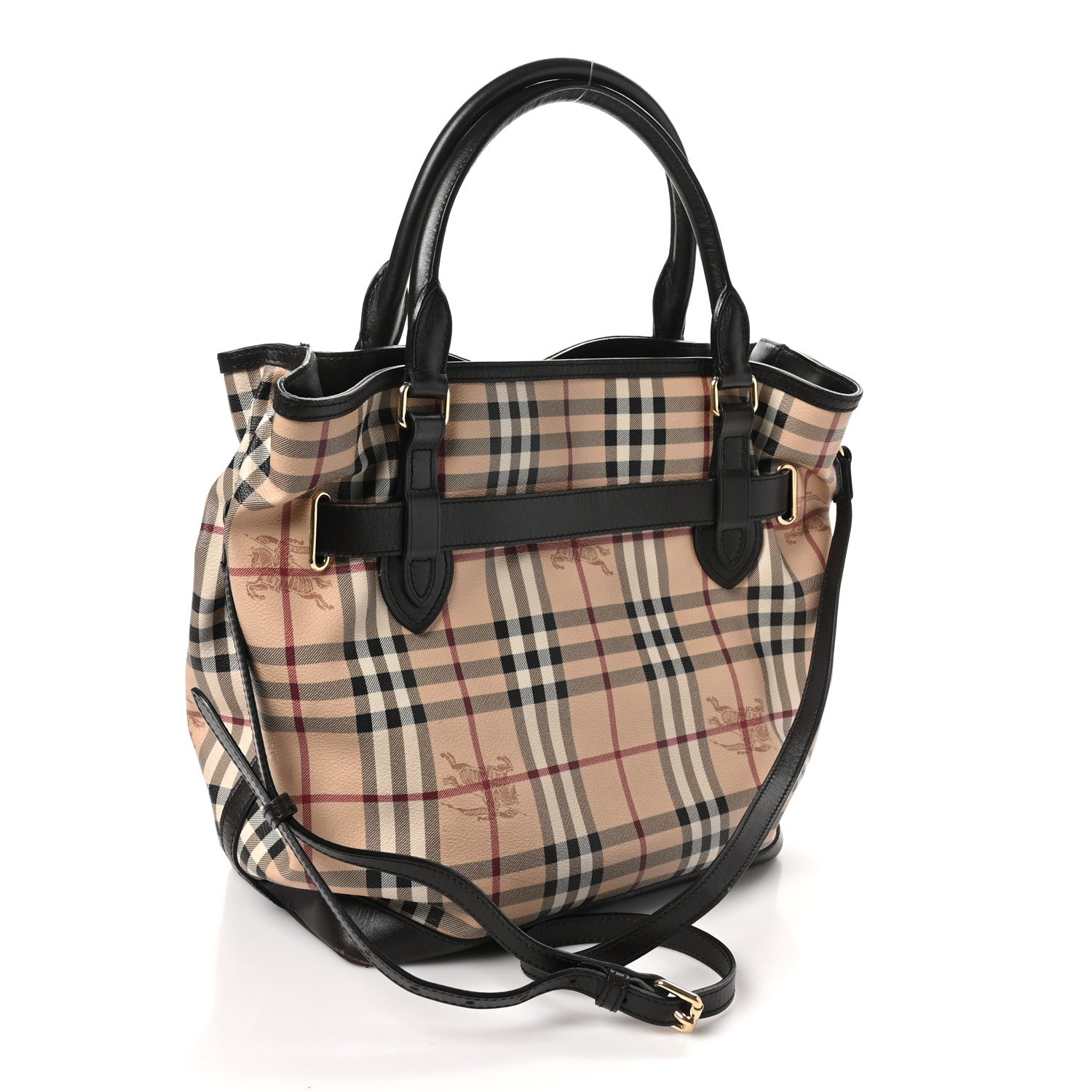 Burberry Haymarket Check Medium Golderton Tote Chocolate 3 of 11