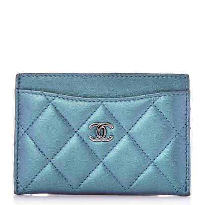 Chanel Metallic Lambskin Quilted Card Holder Turquoise 1 of 7