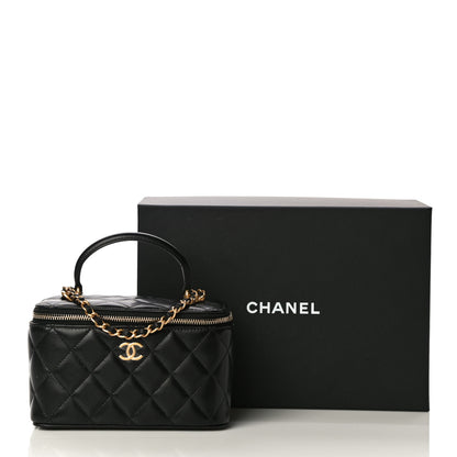 Chanel Lambskin Quilted Small Top Handle Vanity Case With Chain Black 13 of 13