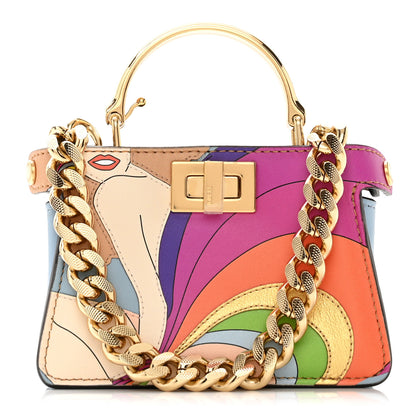 Fendi Nappa Rainbow Inlay Nano Peekaboo Maxi Handle Satchel Azzurro Baby Multicolor 1 of 11