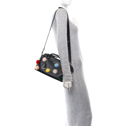 Fendi Vitello Dolce Mink Fur Pom Pom Medium By The Way Boston Bag Black Multicolor 2 of 10