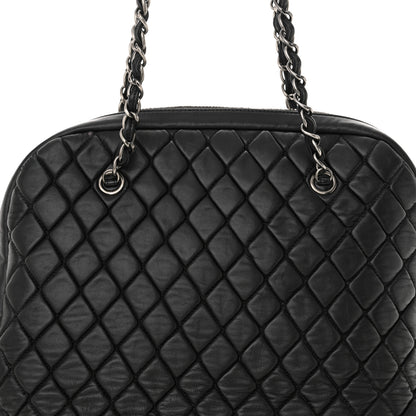 Chanel Lambskin Bubble Quilt Large Double Bowling Bag Black 8 of 11