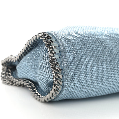 Stella McCartney Metallic Woven Boucle Fold Over Falabella Tote Light Blue 9 of 11