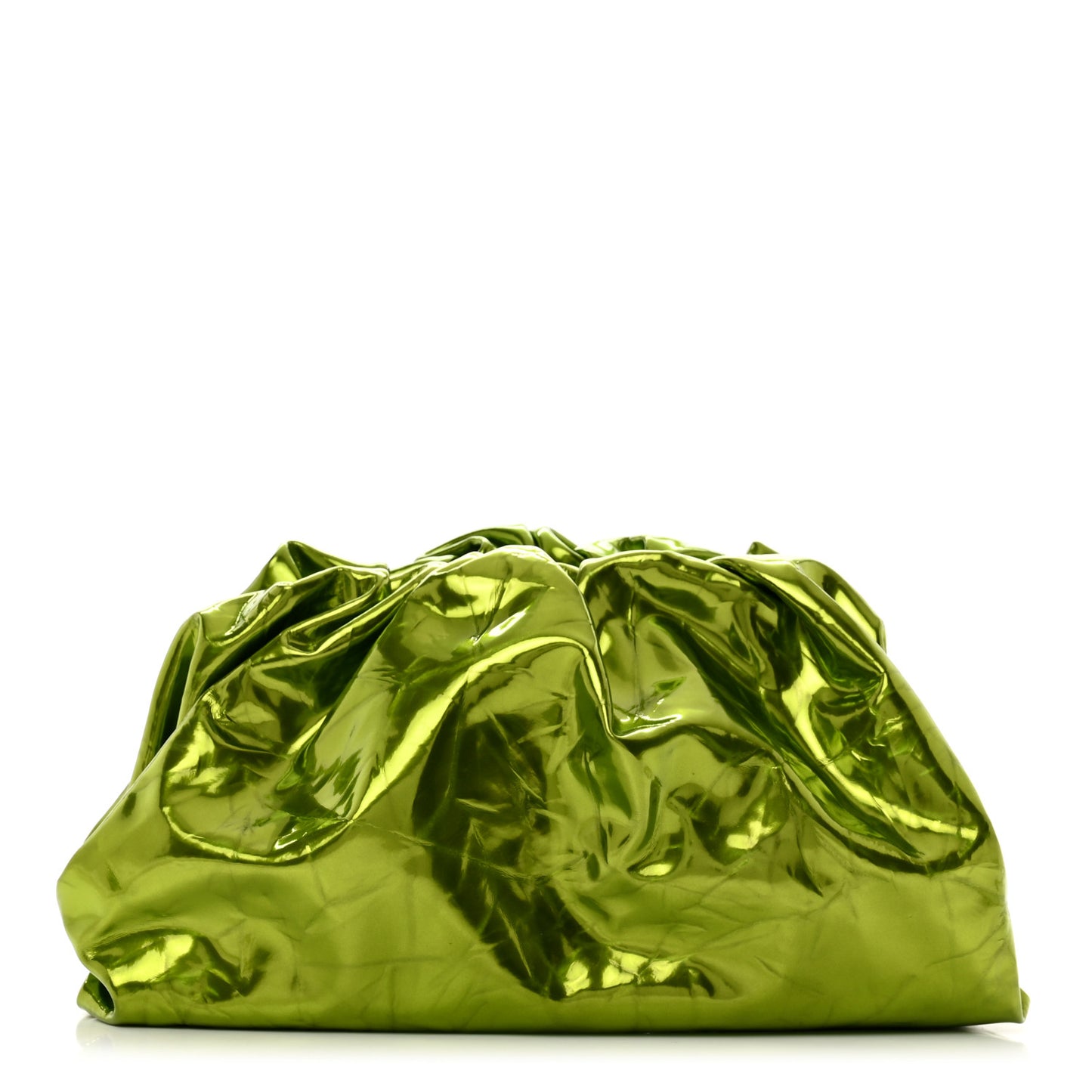 Metallic Crushed Calfskin Teen Pouch Chlorophyll
