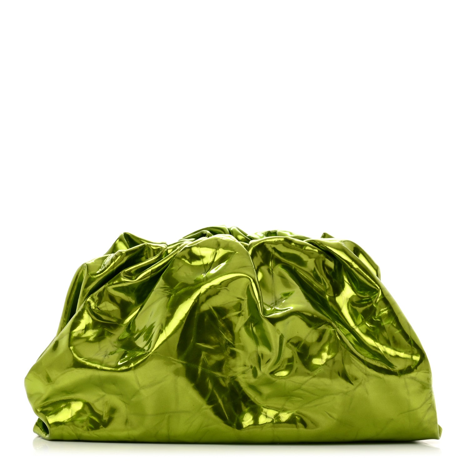Bottega Veneta Metallic Crushed Calfskin Teen Pouch Chlorophyll 1 of 7