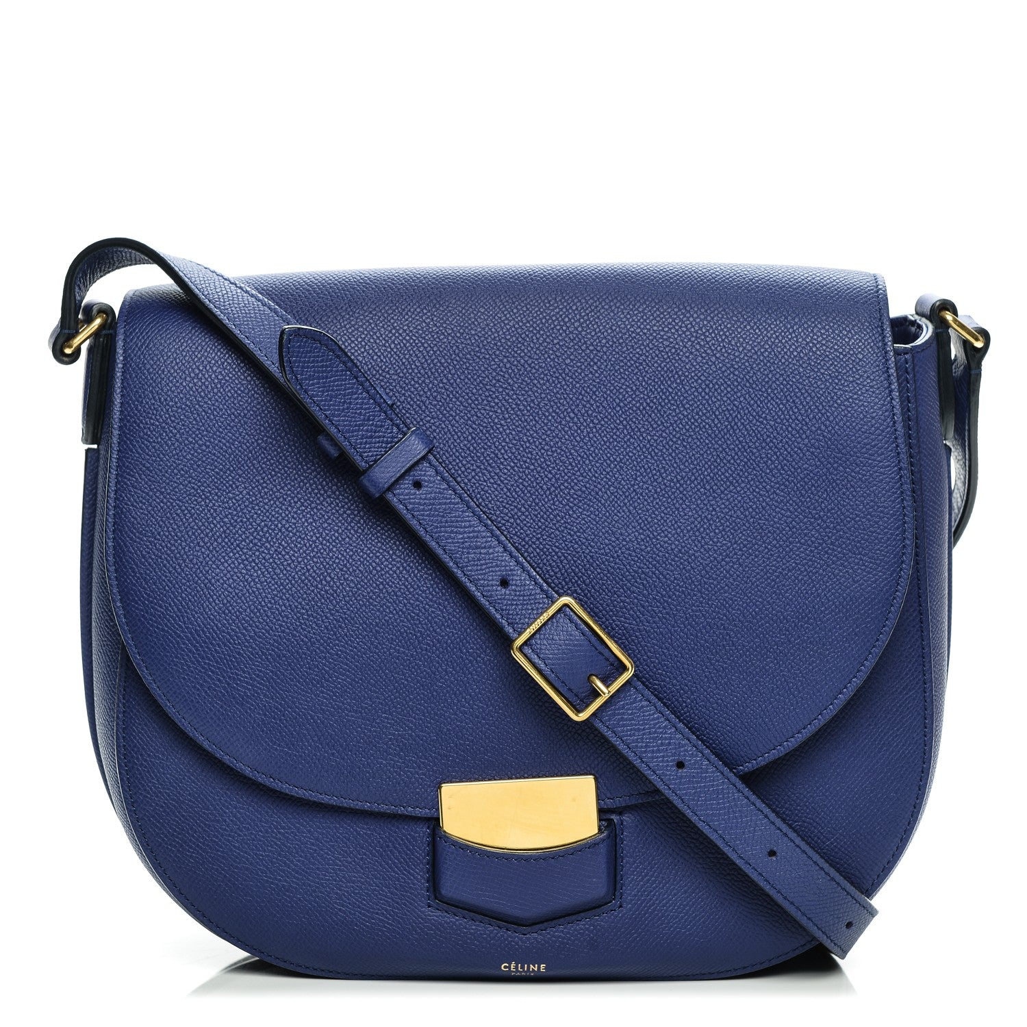 Celine Grained Calfskin Medium Trotteur Indigo 1 of 7