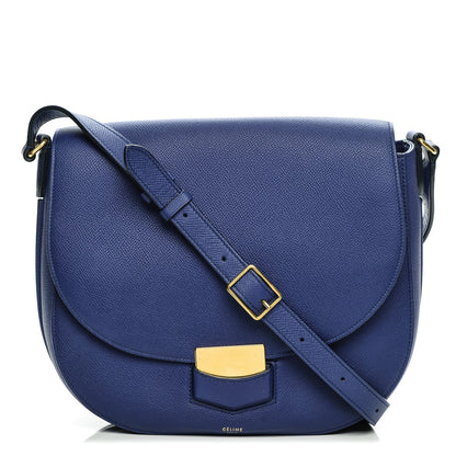 Celine Grained Calfskin Medium Trotteur Indigo 1 of 7