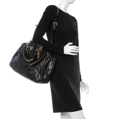 Prada Glace Calfskin Shoulder Bag Black 2 of 9