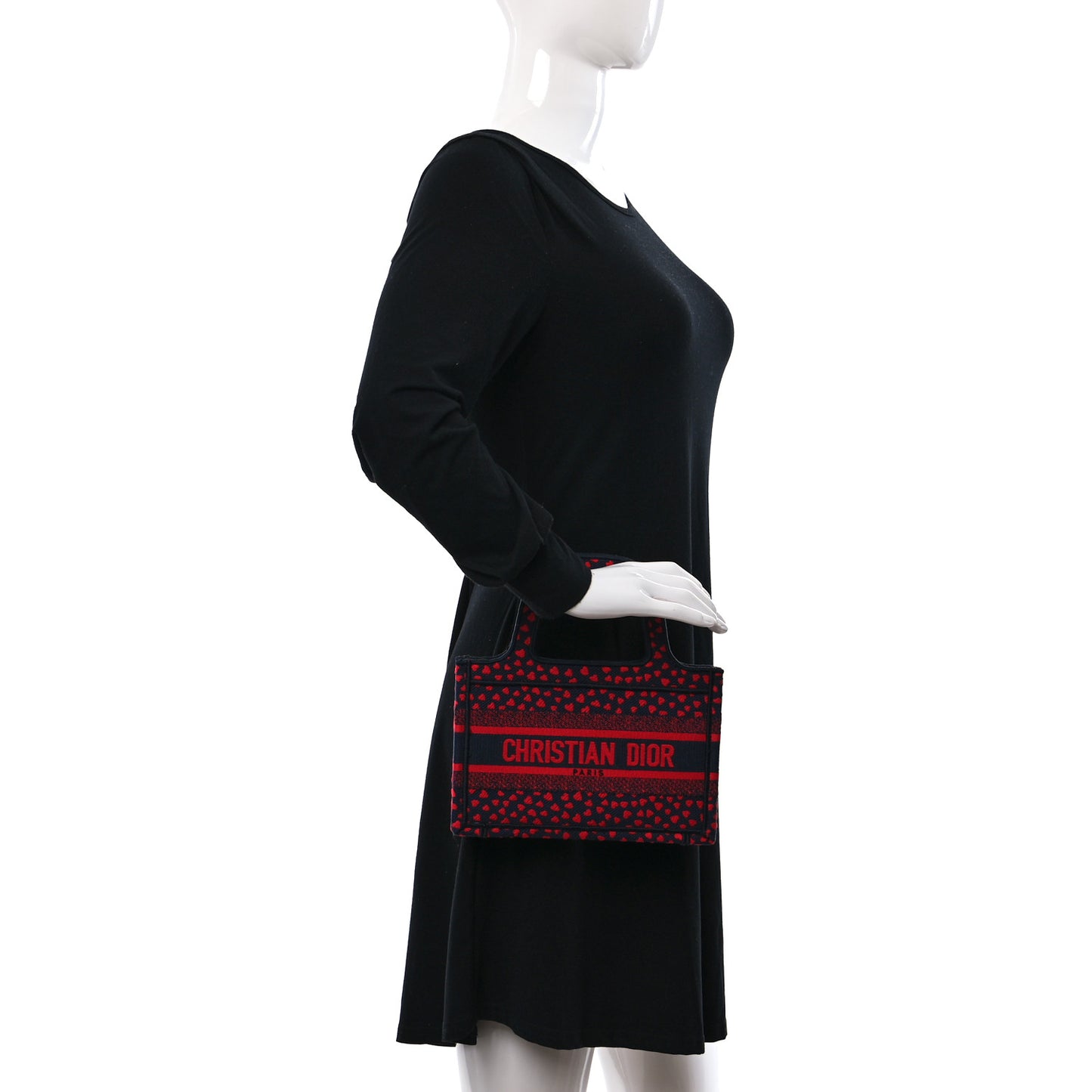 Canvas Embroidered Pop Heart I Love Paris Mini Book Tote Red Multicolor