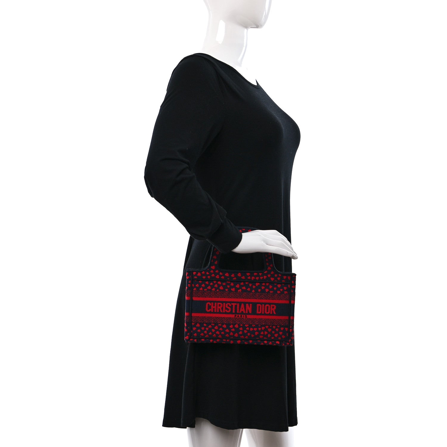 Christian Dior Canvas Embroidered Pop Heart I Love Paris Mini Book Tote Red Multicolor 2 of 7