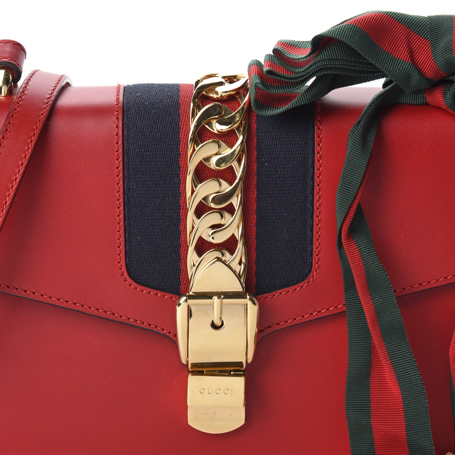 Gucci Calfskin Small Sylvie Shoulder Bag Hibiscus Red 10 of 10