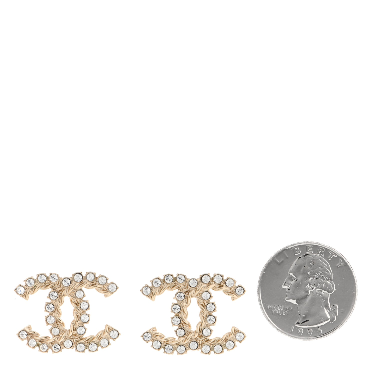 Chanel Strass Crystal Dazzling Wheat CC Earrings Gold 2 of 6