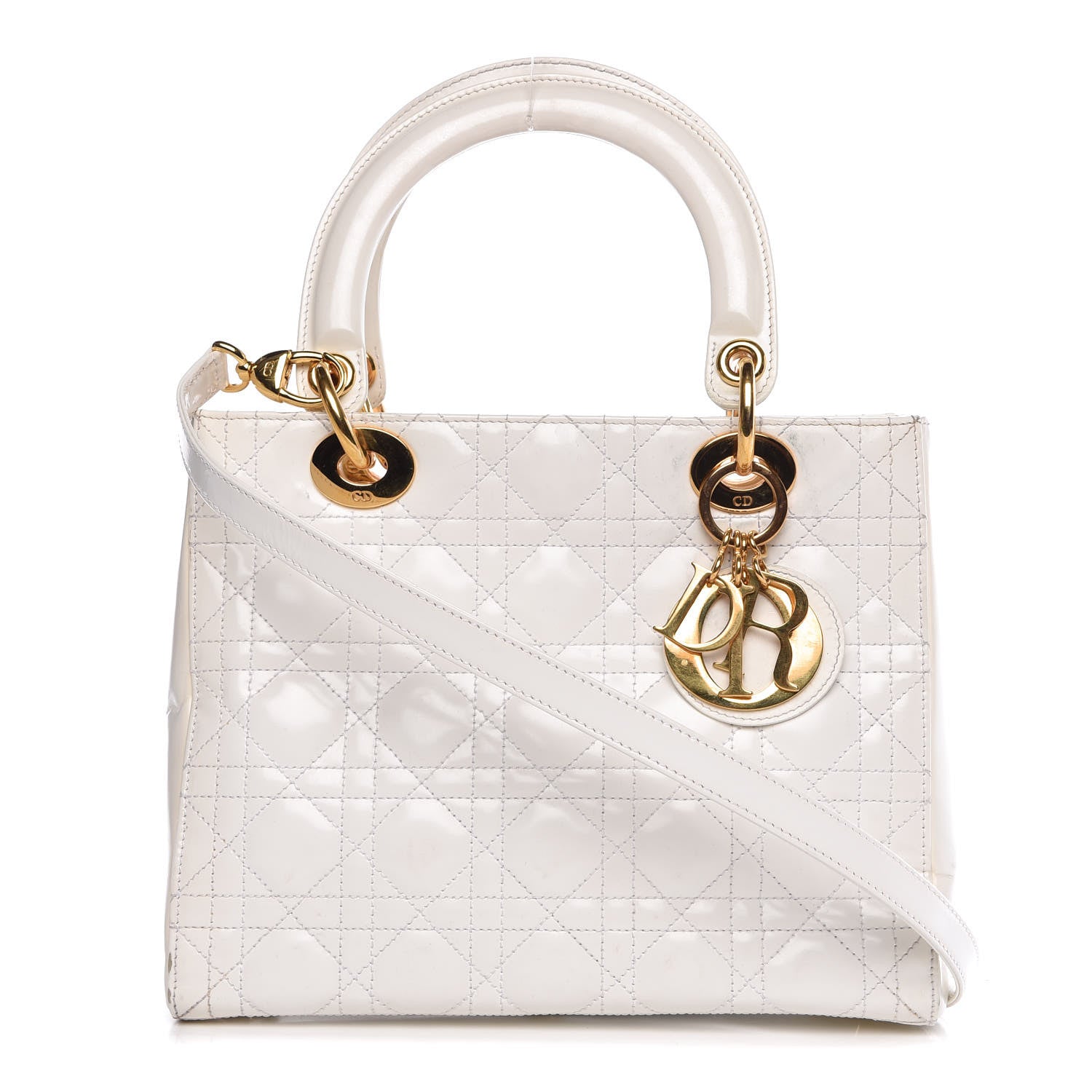 Christian Dior Patent Cannage Medium Lady Dior White 1 of 17