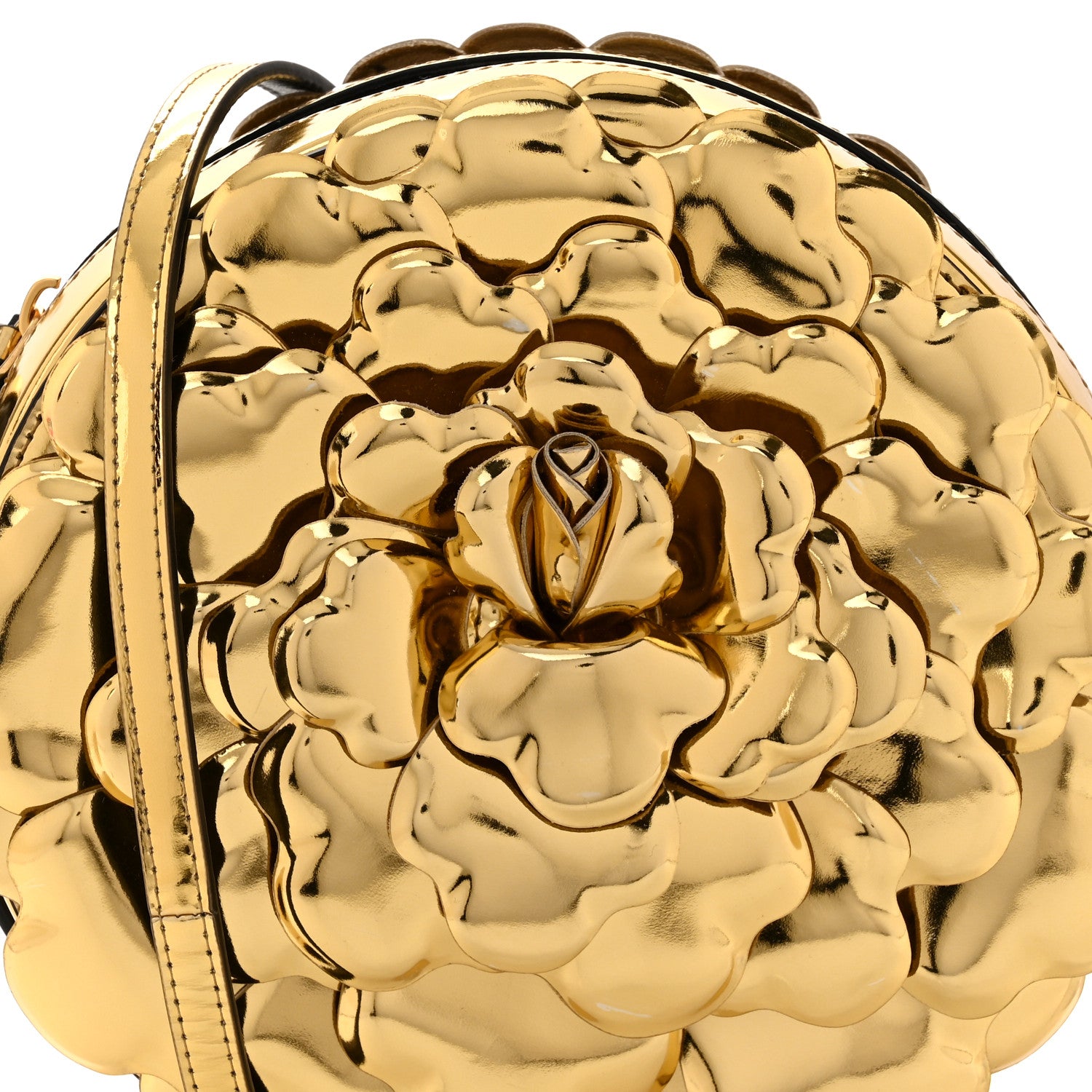 Valentino Garavani Metallic Nappa Atelier 03 Rose Edition Round Crossbody Bag Antique Brass 7 of 9