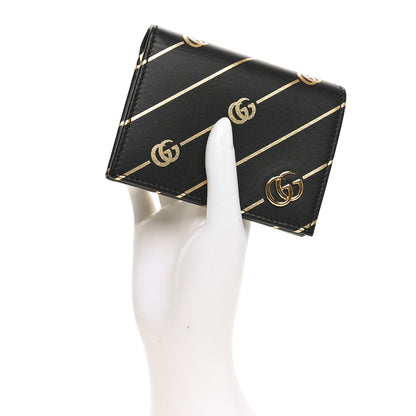 Gucci Calfskin Diagonal GG Card Case Black Gold 2 of 9