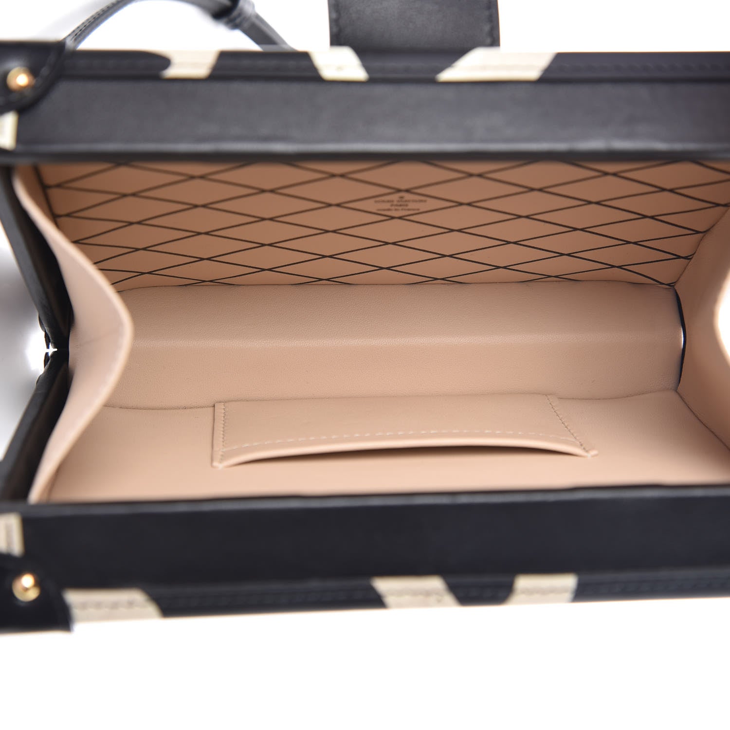 Louis Vuitton Calfskin Petite Malle Black White 5 of 7