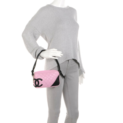 Chanel Calfskin Quilted Cambon Pochette Pink Black 2 of 7