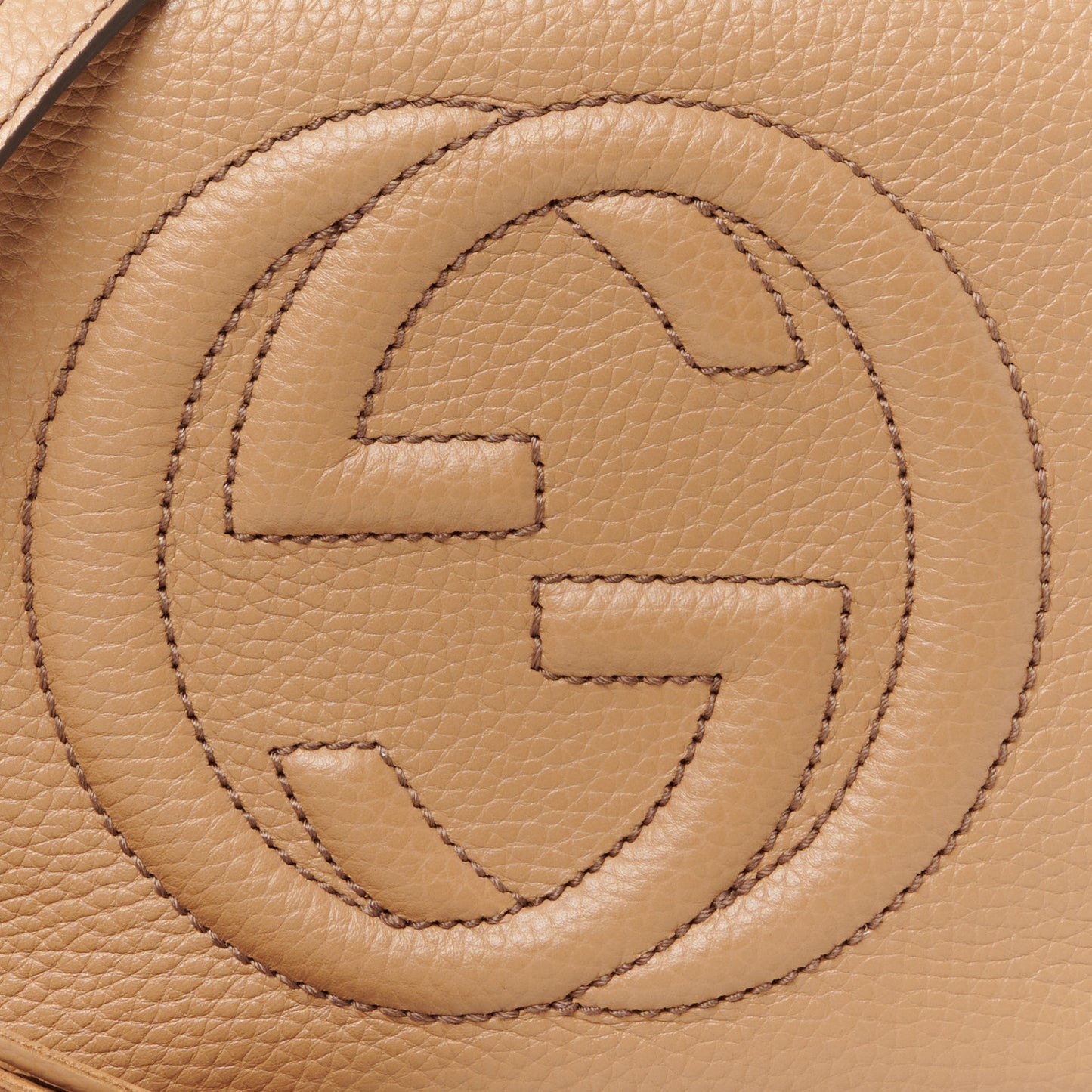 Pebbled Calfskin Small Soho Disco Bag Camelia