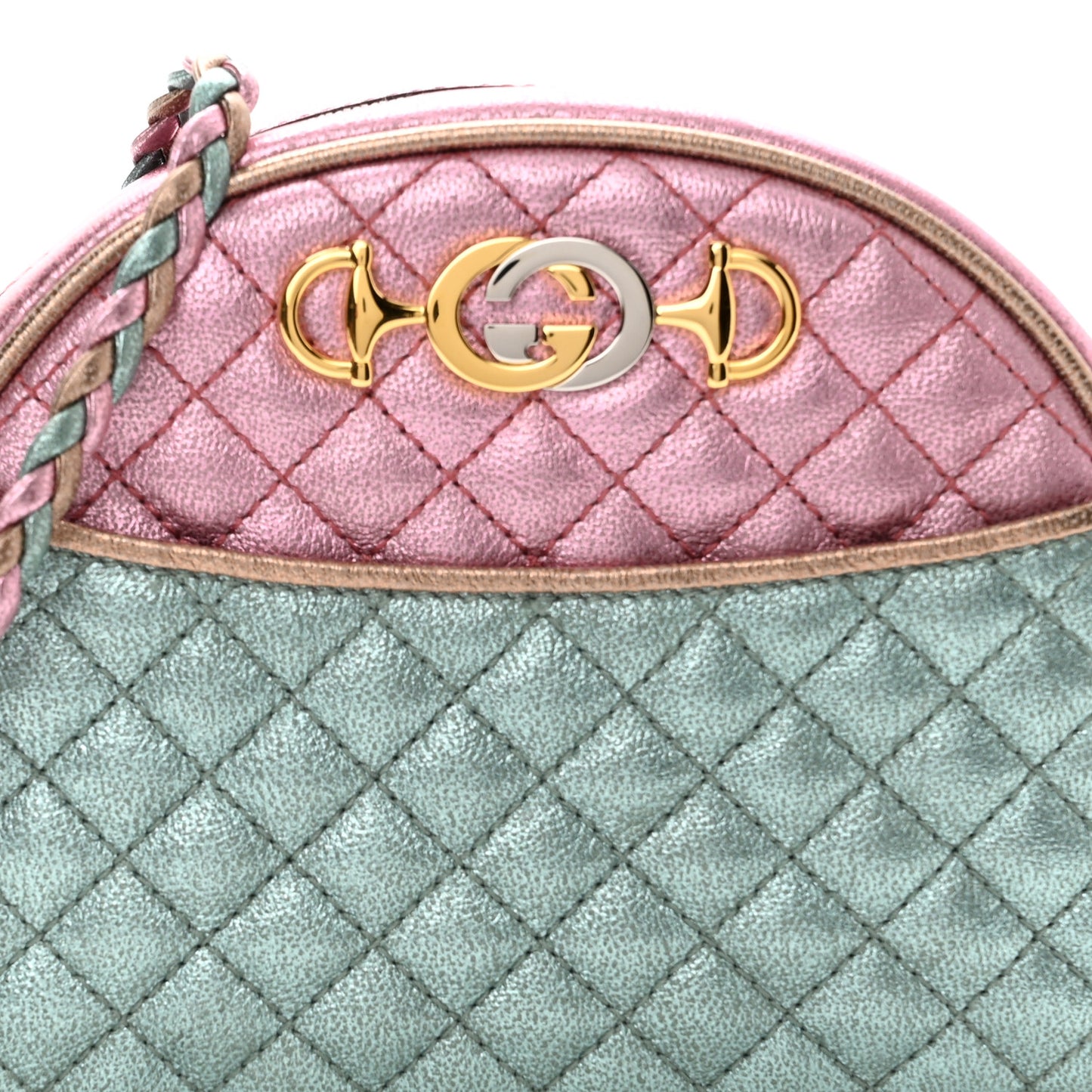 Laminated Nappa Trapuntata Mini Zumi Dome Shoulder Bag Rosa Lago Rame