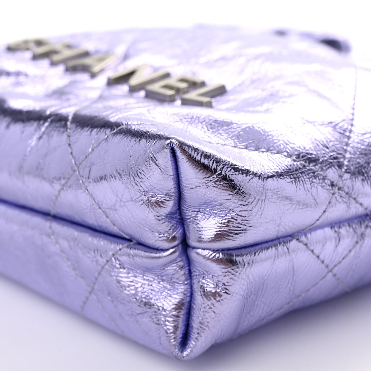 Metallic Calfskin Quilted Mini Chanel 22 Lilac