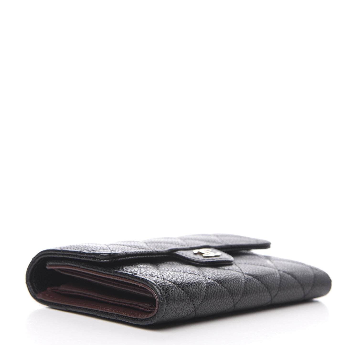 Caviar Quilted Medium Flap Wallet Black