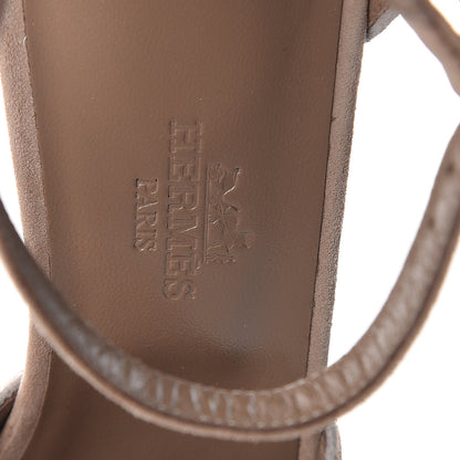 Hermes Poudre De Cristal Chevre Velours Krystal Sandals 38 Pale Beige Rose 6 of 8