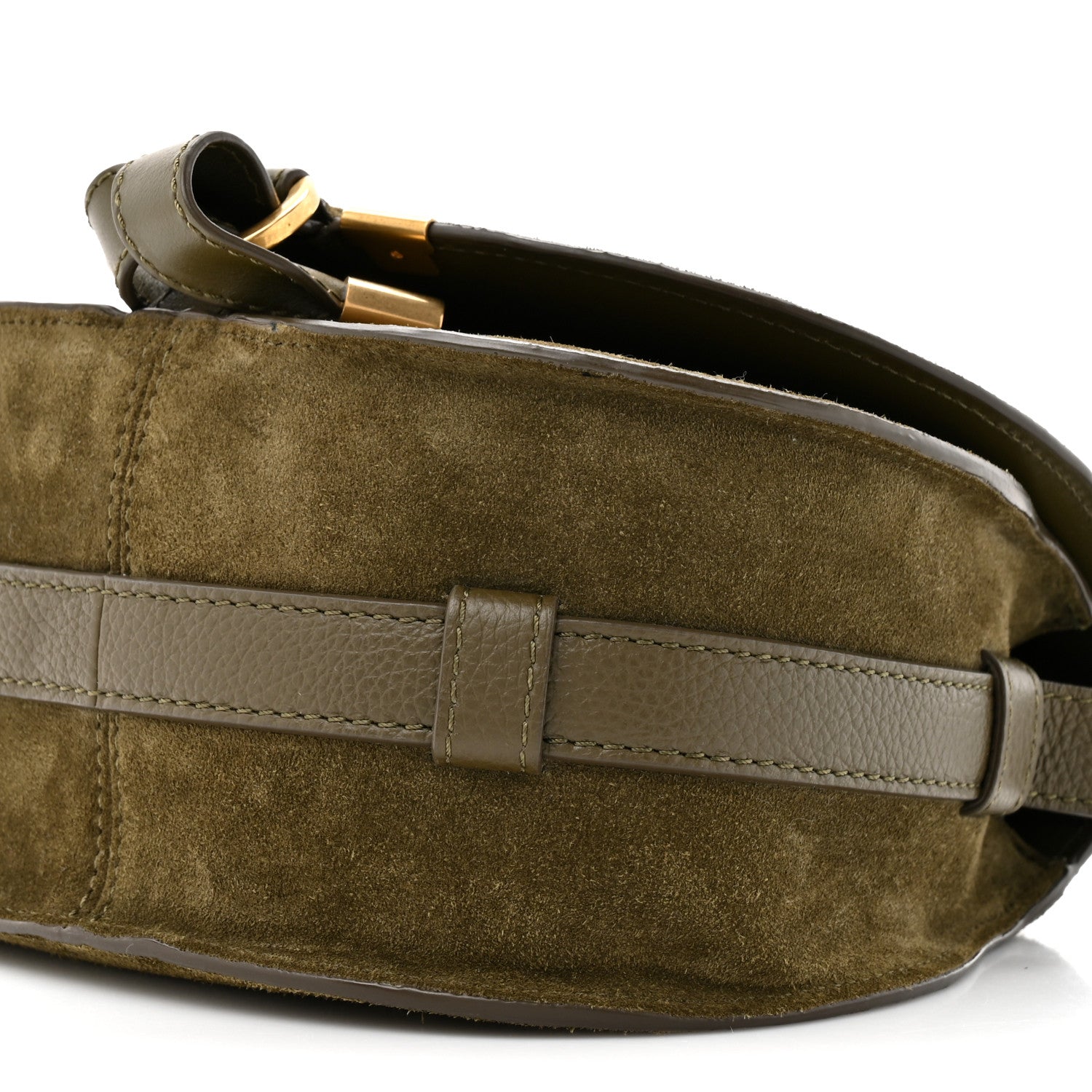 Chloe Suede Calfskin Small Marcie Saddle Bag Deep Olive 8 of 10