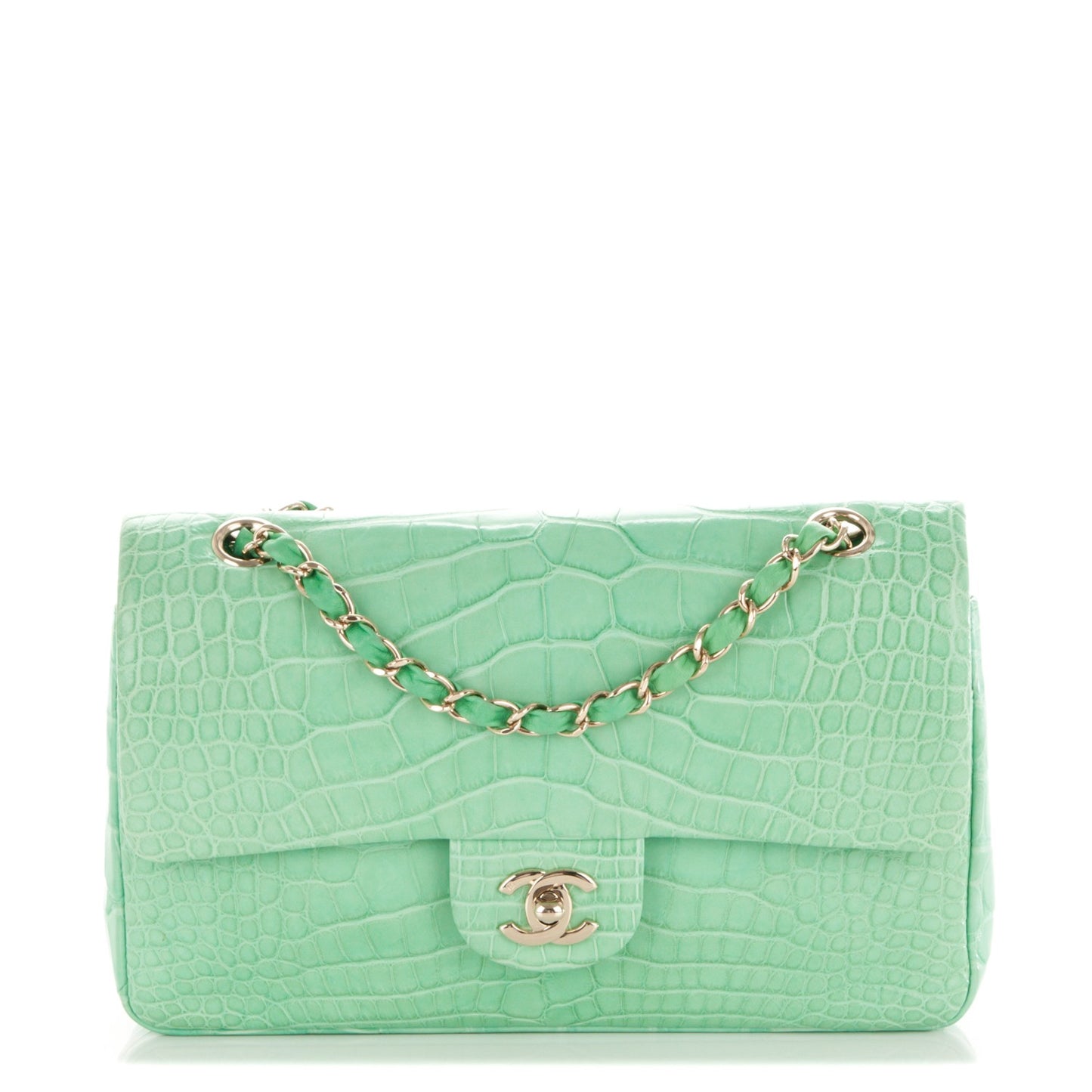 Alligator Medium Double Flap Light Green