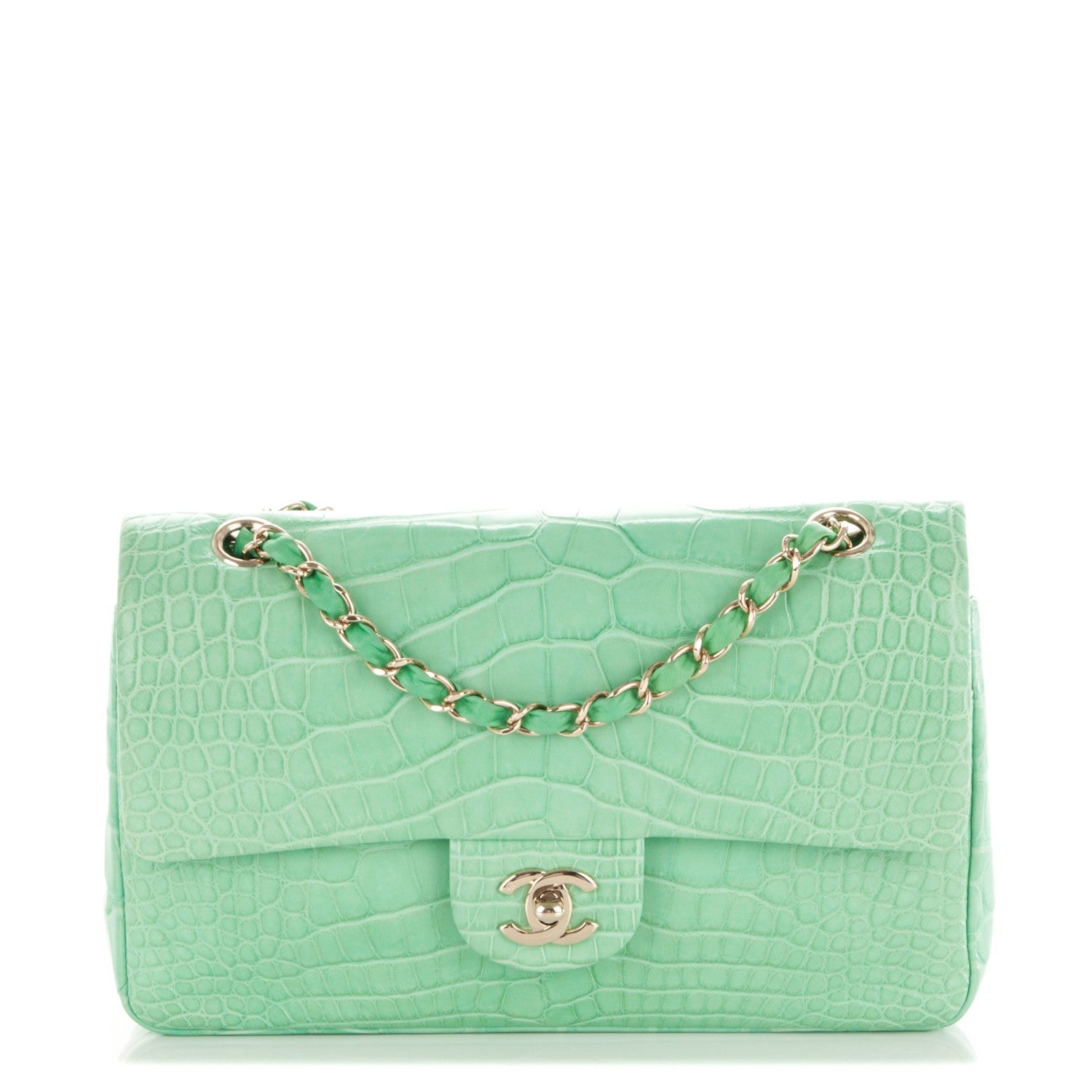 Chanel Alligator Medium Double Flap Light Green 1 of 8