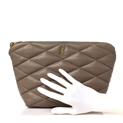 Saint Laurent Lambskin Monogram Medium Sade Puffer Taupe 2 of 9