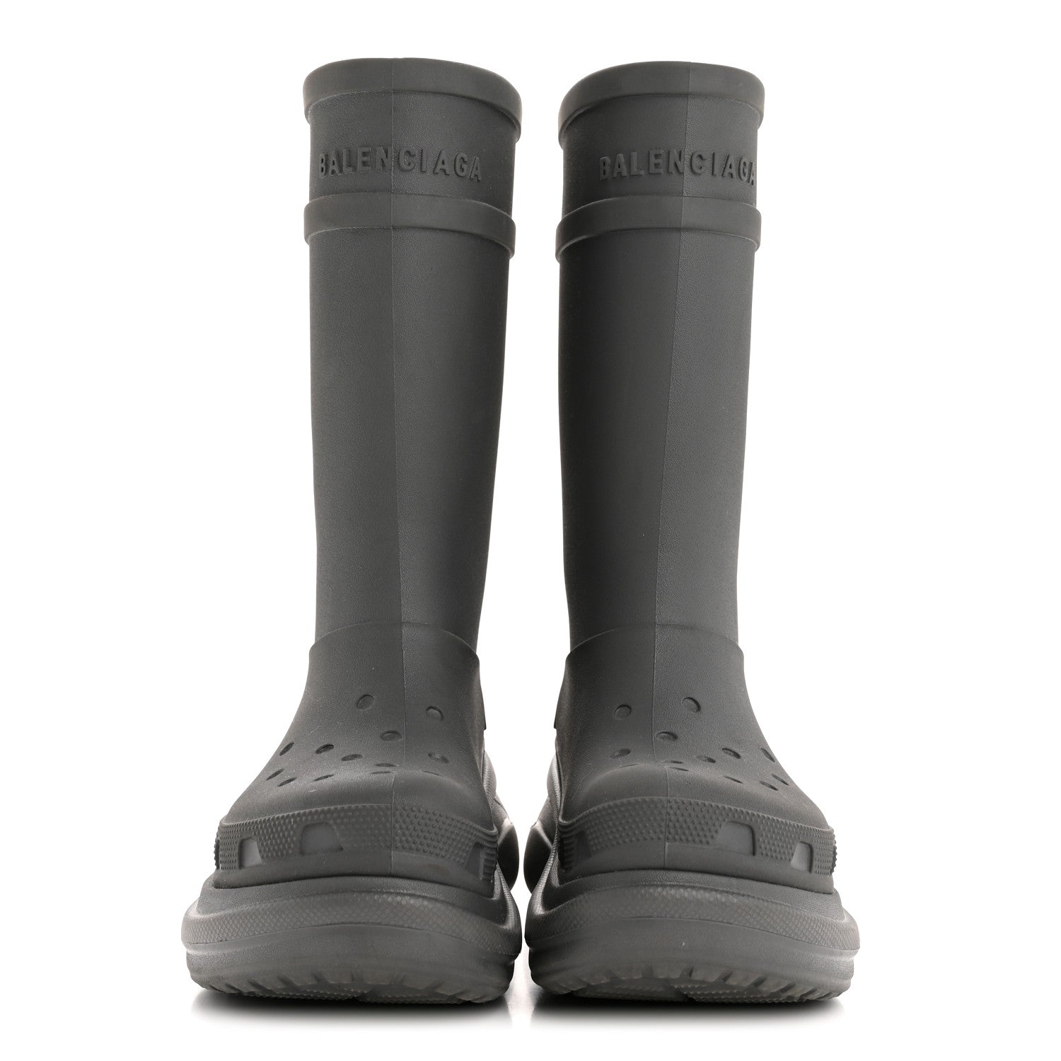 Balenciaga X CROCS Rubber Womens Rain Boots 37 Grafite 2 of 9
