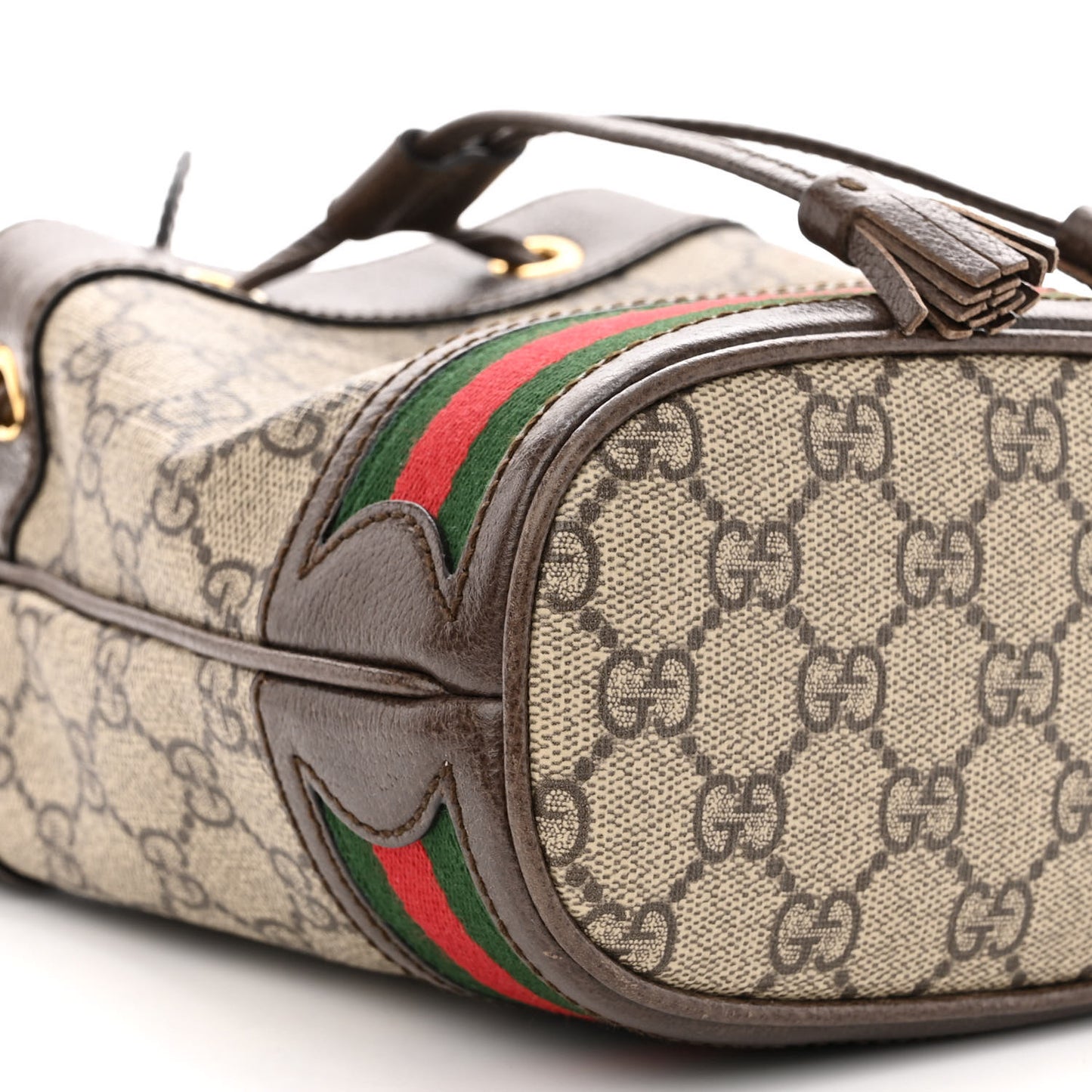 GG Supreme Monogram Web Mini Ophidia Bucket Bag Brown