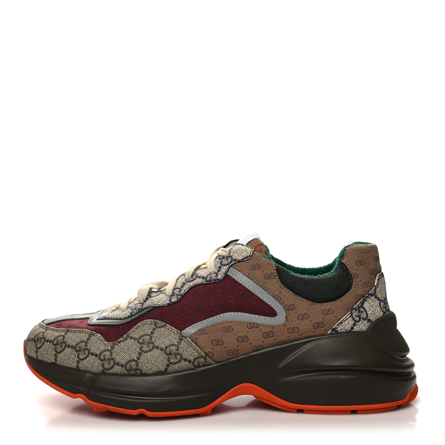 GG Supreme Monogram Mix Monogram Mens Rhyton Sneakers 10.5 Bordeaux Beige Ebony