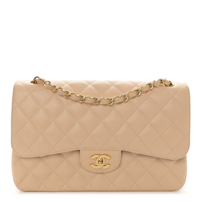 Chanel Caviar Quilted Jumbo Double Flap Beige Clair 1 of 10