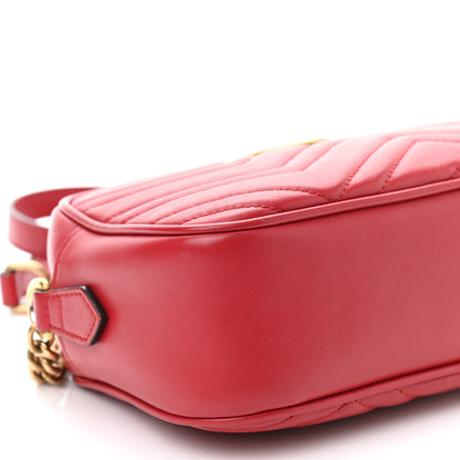 Gucci Calfskin Matelasse Small GG Marmont Chain Shoulder Bag Hibiscus Red 9 of 10