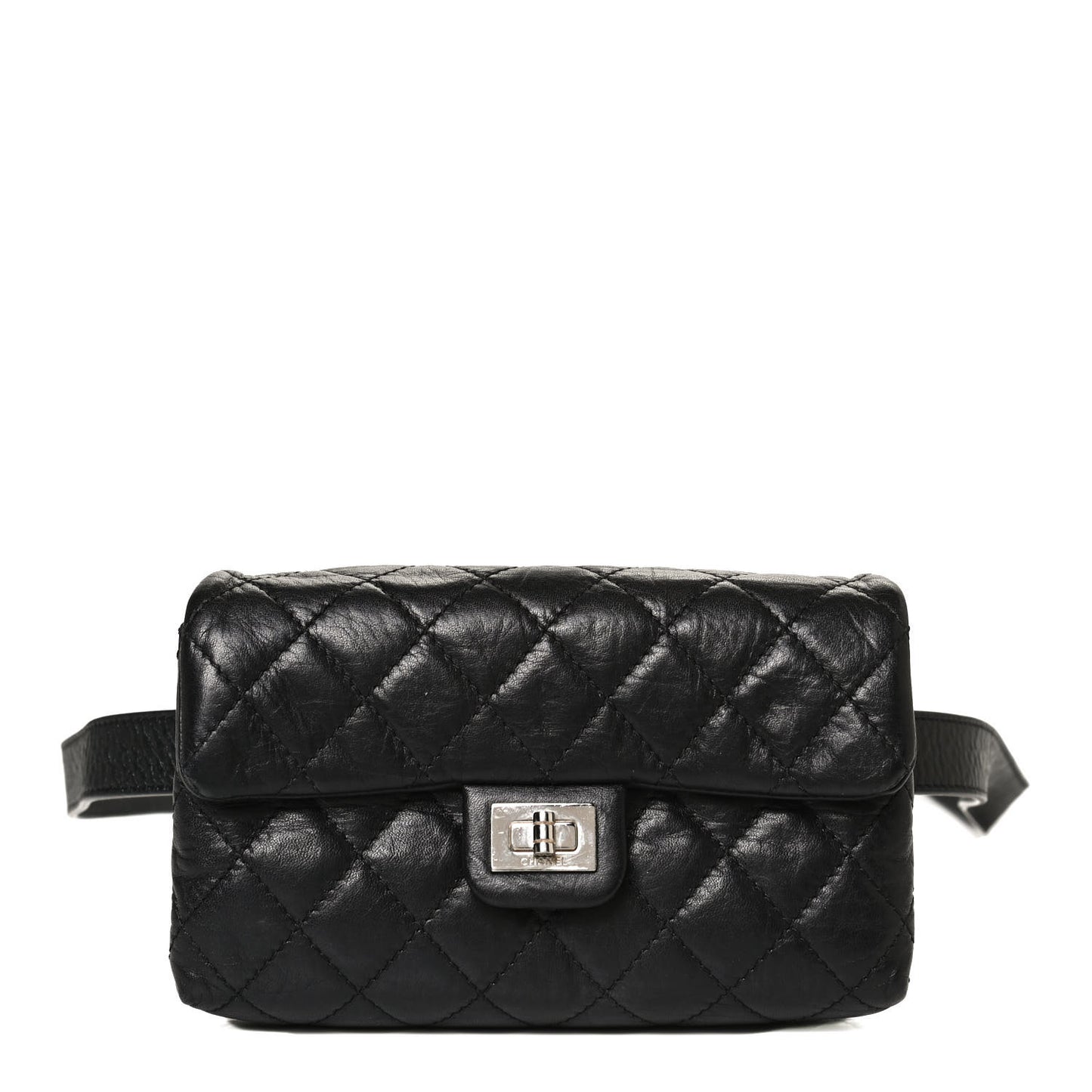 Aged Calfskin Quilted 2.55 Reissue Flap Belt Bag Clutch Black