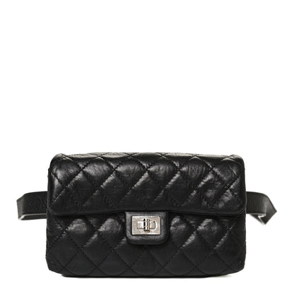 Chanel Aged Calfskin Quilted 2.55 Reissue Flap Belt Bag Clutch Black 1 of 10