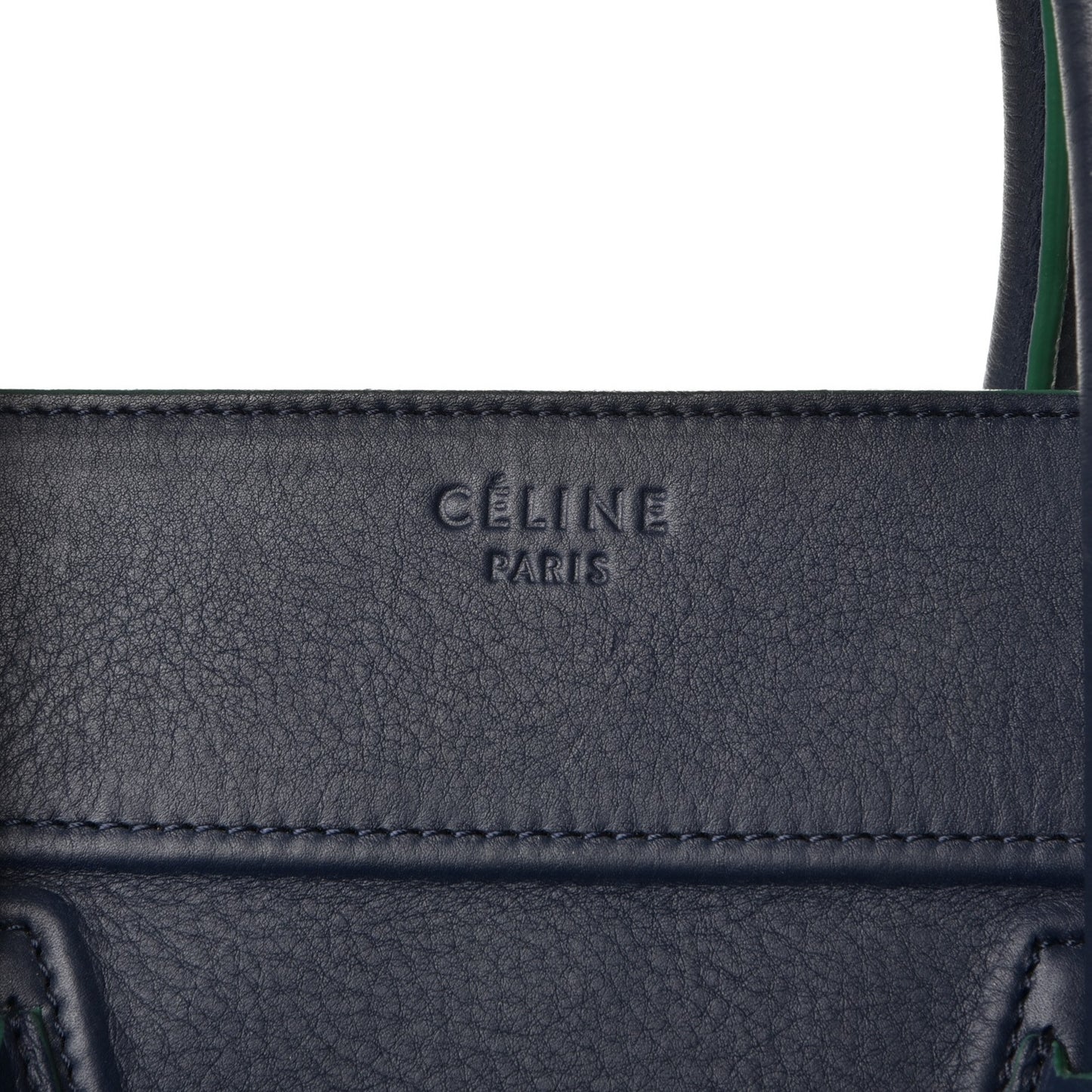 Supple Calfskin Medium Phantom Luggage Navy Blue Green Trim