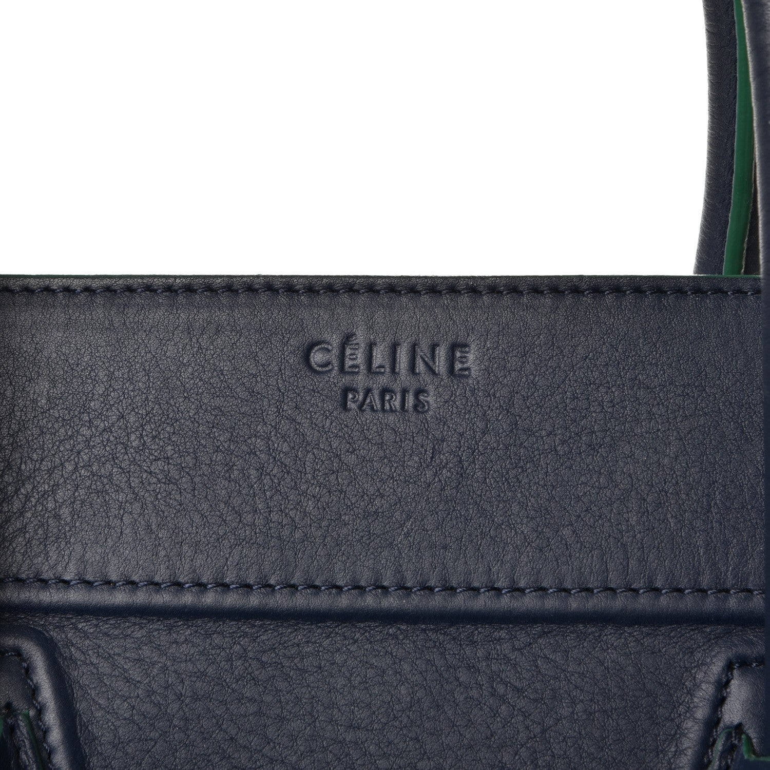Celine Supple Calfskin Medium Phantom Luggage Navy Blue Green Trim 6 of 11