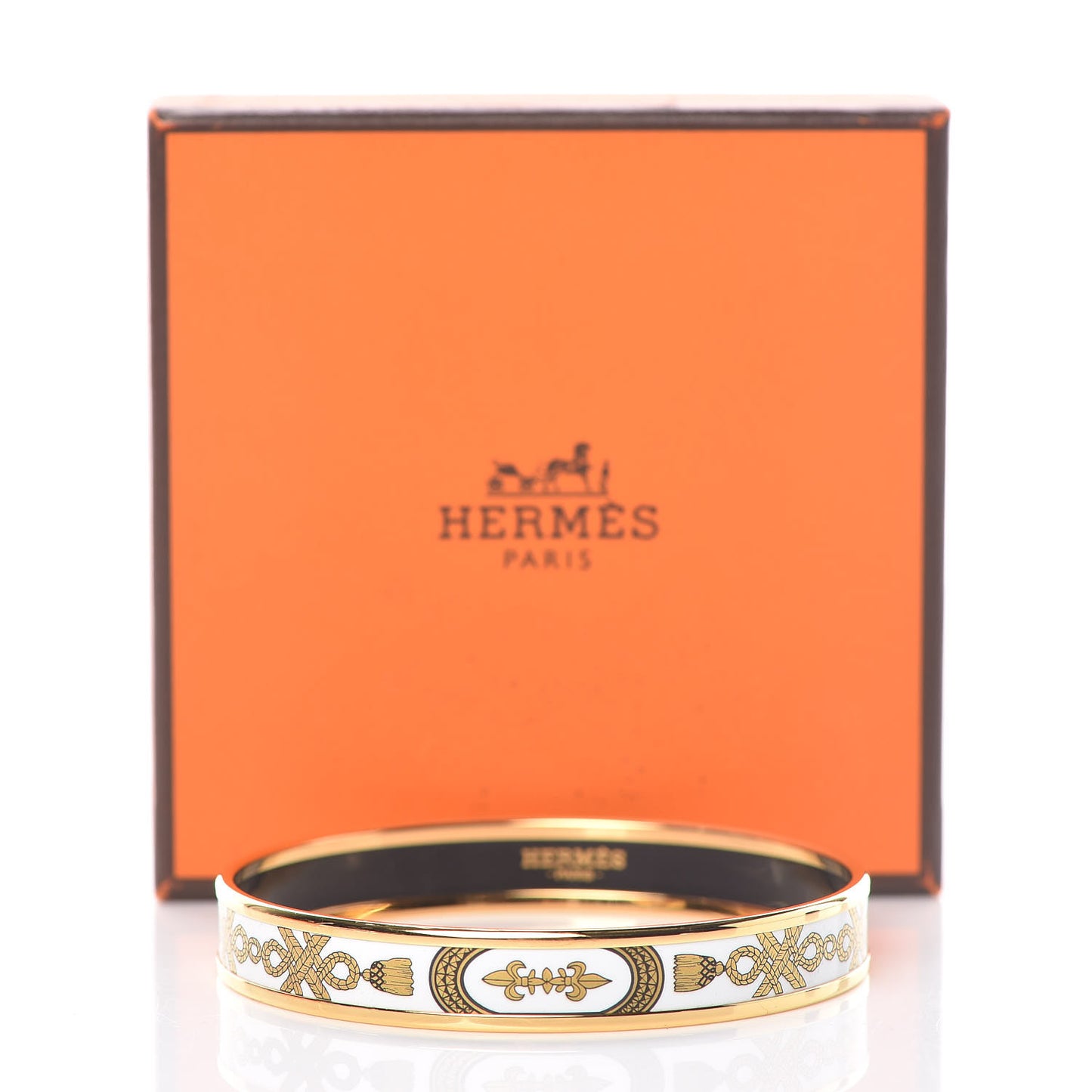Enamel Printed Grand Apparat Narrow Bracelet 70 White