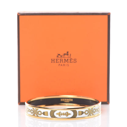 Hermes Enamel Printed Grand Apparat Narrow Bracelet 70 White 6 of 6