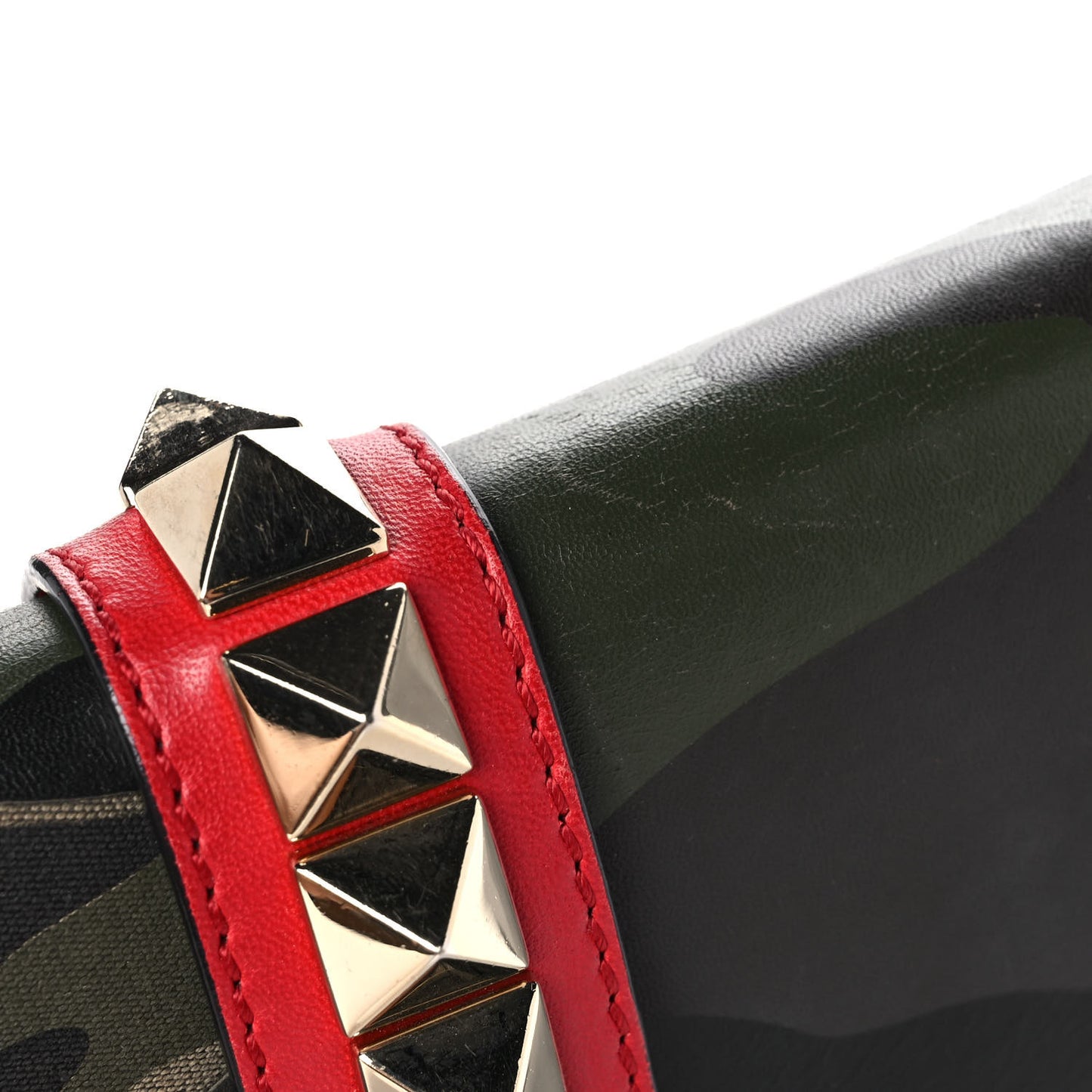 Nappa Canvas Camouflage Medium Glam Lock Rockstud Flap Verde