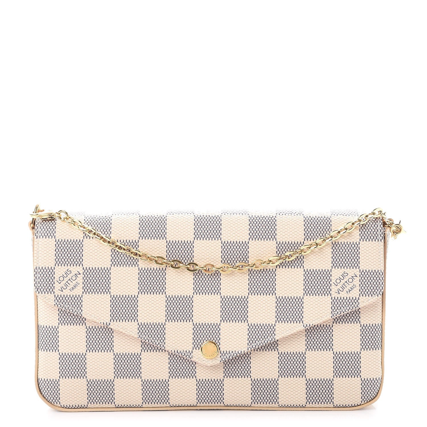 Louis Vuitton Damier Azur Pochette Felicie Chain Wallet Rose Ballerine 1 of 12